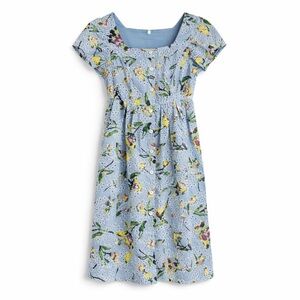Adyson Parker Blue Floral Eyelet Dress Button Front Cottagecore Romantic XS